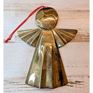 Vintage Department 56 Gold Metal Angel Christmas Ornament Made in Hong Kong